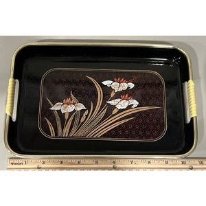 Vintage JAPANESE LACQUER WARE Floral Tray